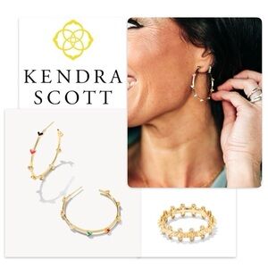 Lot of 2x EUC [Kendra Scott] Haven Heart Hoop Earrings & Jada CZ Ring, Gold